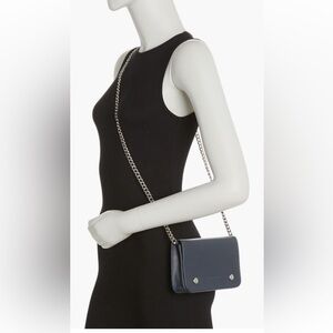Longchamp Double Snap Wallet on A Chain - Navy Blue